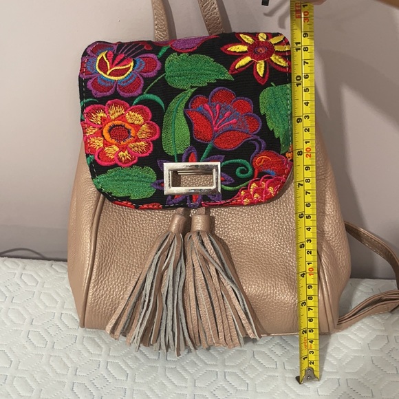 Stylish Leather & Embroidery Backpack - Picture 8 of 10